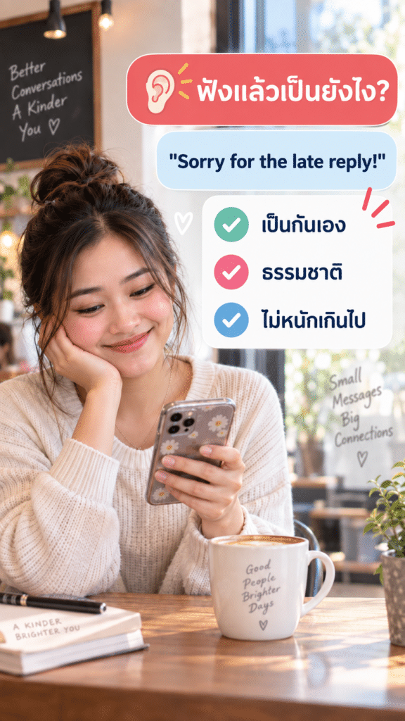 ขอโทษที่ตอบช้า ภาษาอังกฤษ Sorry for the late reply in English